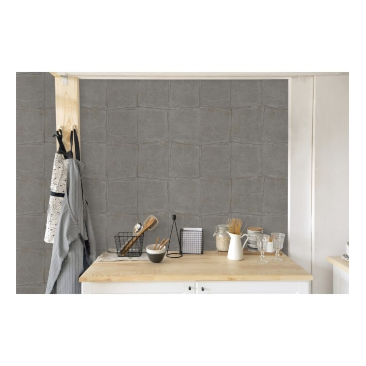 Papel pintado cuadros de piel de caimán africano marrón grisáceo - Chester Factory 127725