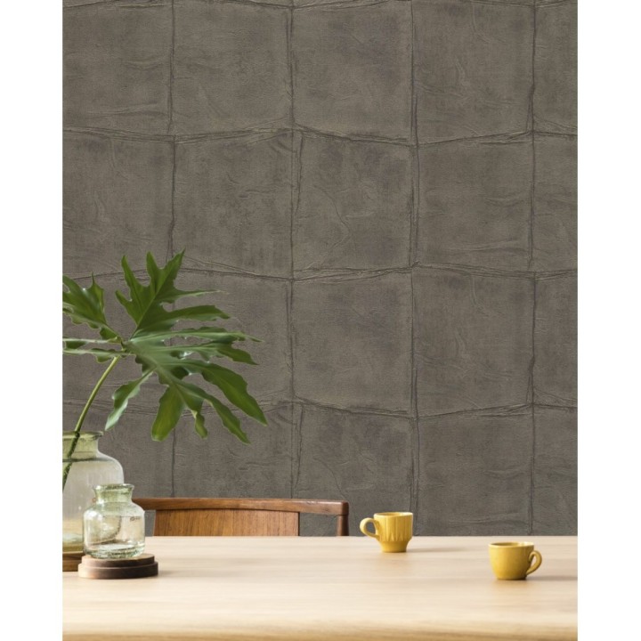 Papel pintado cuadros de piel de caimán africano marrón chocolate - Chester Factory 127726