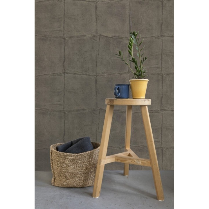 Papel pintado cuadros de piel de caimán africano marrón chocolate - Chester Factory 127726