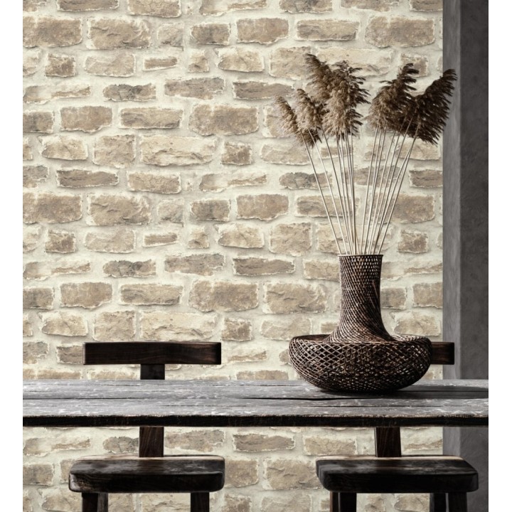 Papel pintado efecto muro piedra rústico estilo industrial - Greek Street 127730