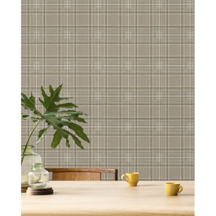 Papel pintado cuadros escoceses tonos marrones - Paterson 127732