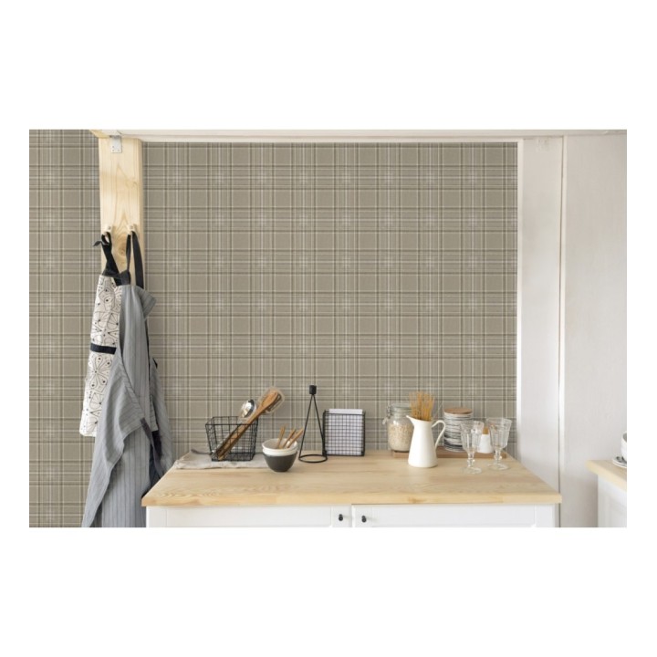 Papel pintado cuadros escoceses tonos marrones - Paterson 127732