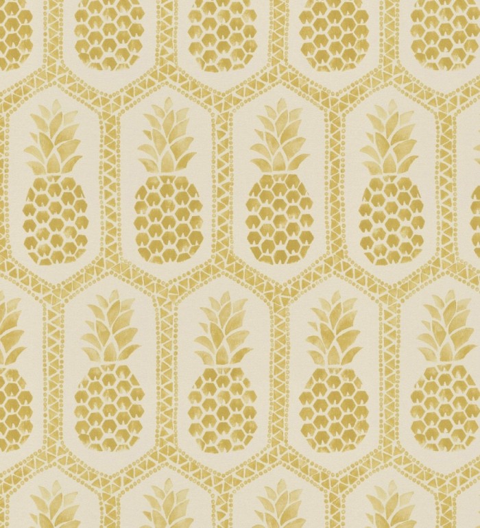 Papel pintado celosías de piñas estilo tropical tonos amarillos - Malibu Fruit 127736