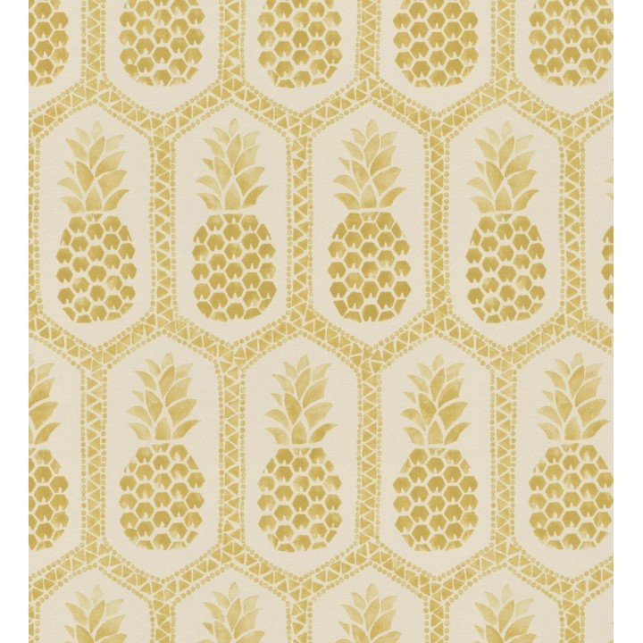 Papel pintado celosías de piñas estilo tropical tonos amarillos - Malibu Fruit 127736