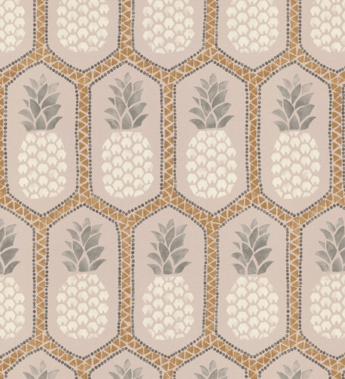 Papel pintado celosías de piñas estilo tropical tonos claros - Malibu Fruit 127737