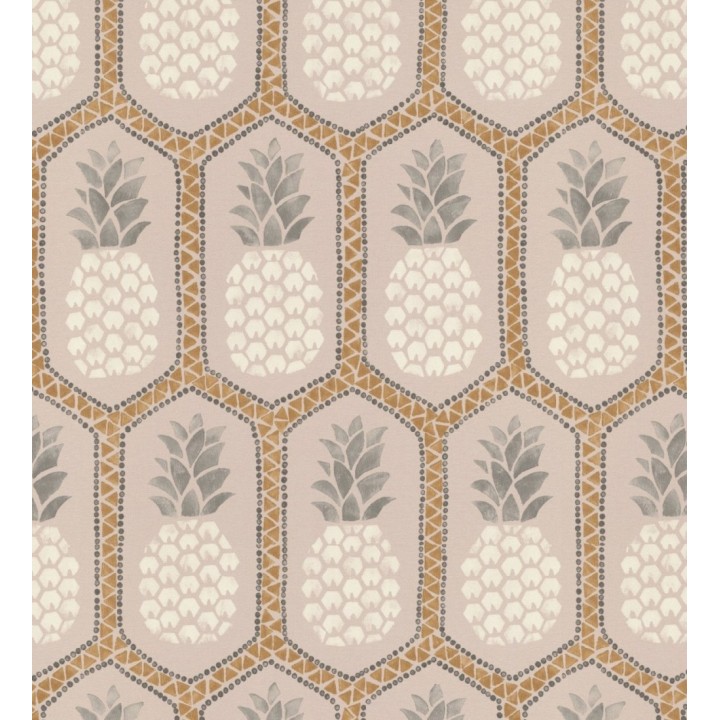 Papel pintado celosías de piñas estilo tropical tonos claros - Malibu Fruit 127737