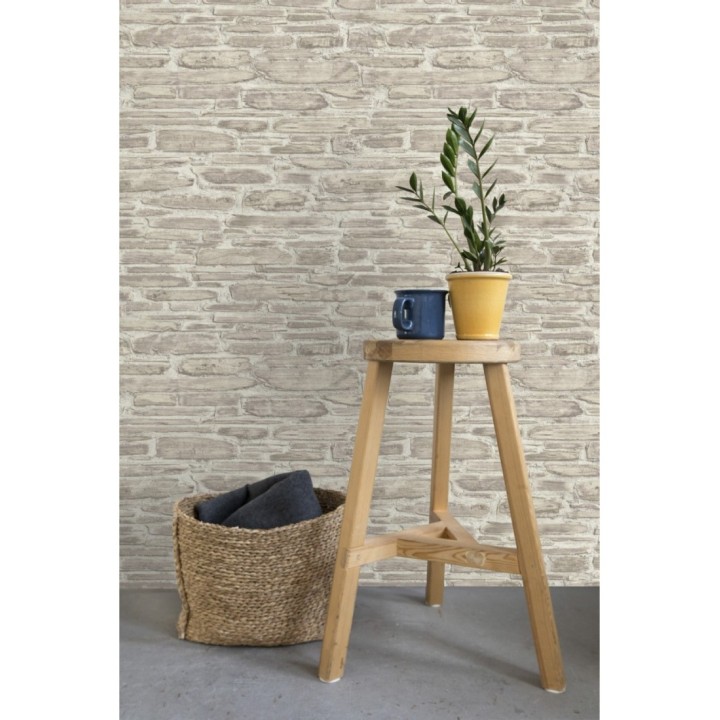 Papel pintado rústico imitación piedra clara - Galway Street 127740