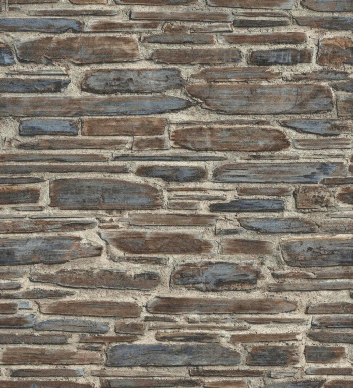 Papel pintado rústico imitación piedra oscura - Galway Street 127741