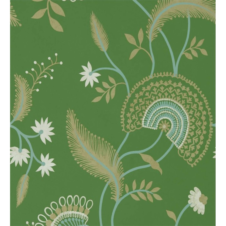 Papel pintado hojas estilo hindú fondo marrón - Suiko Bloom 127752