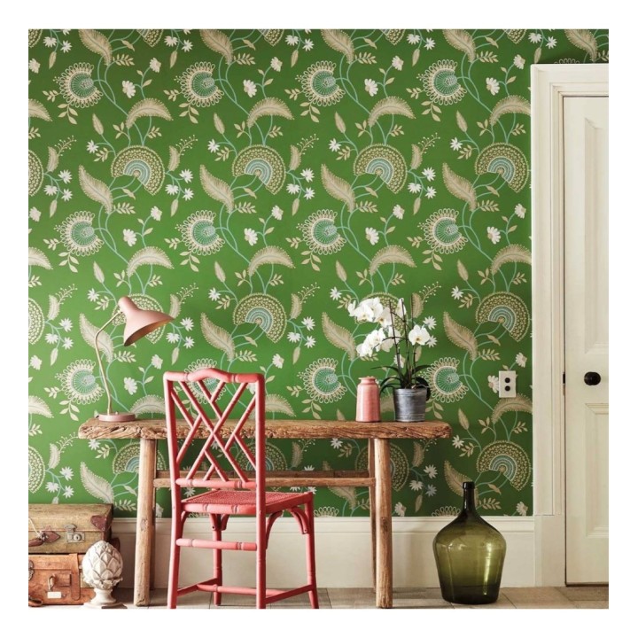 Papel pintado hojas estilo hindú fondo marrón - Suiko Bloom 127752