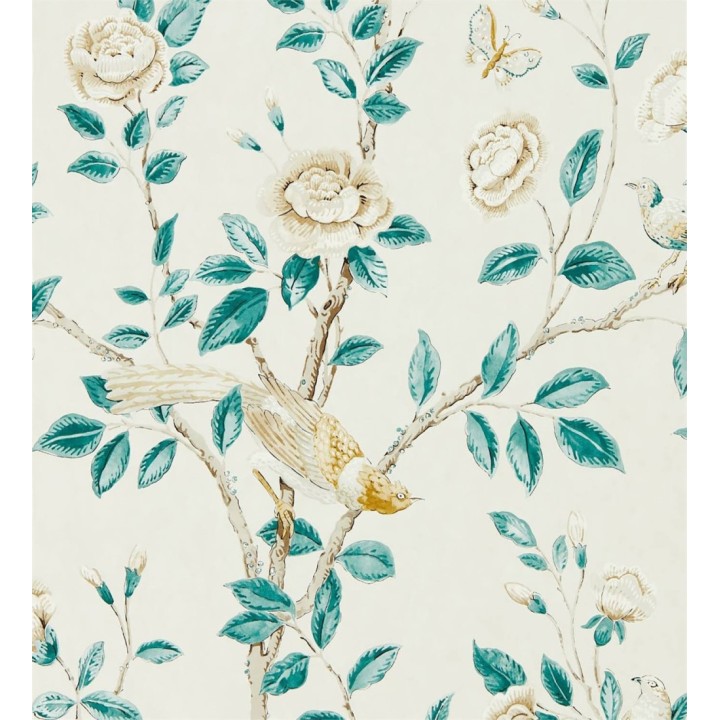 Papel pintado pájaros y flores estilo romántico - Kenshi Garden 127756