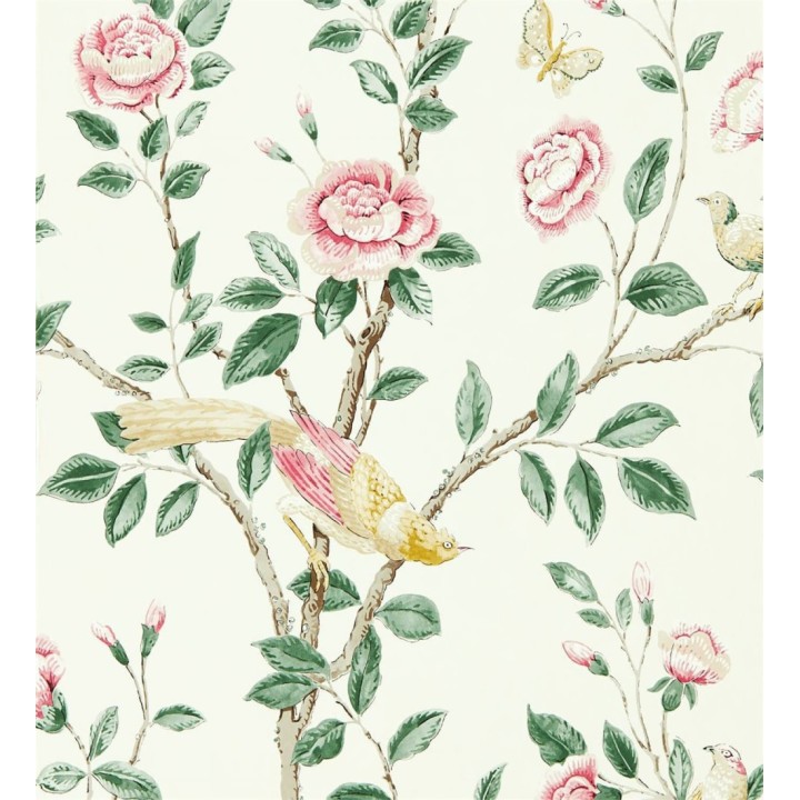 Papel pintado pájaros y flores estilo romántico - Kenshi Garden 127757