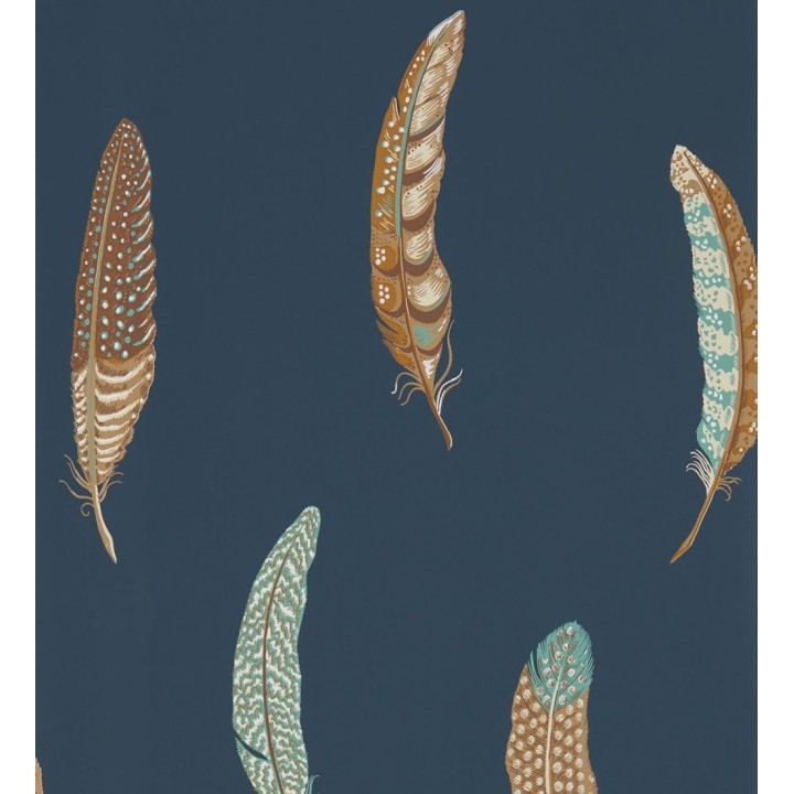 Papel pintado plumas grandes fondo azul oscuro - Haima Feathers 127764