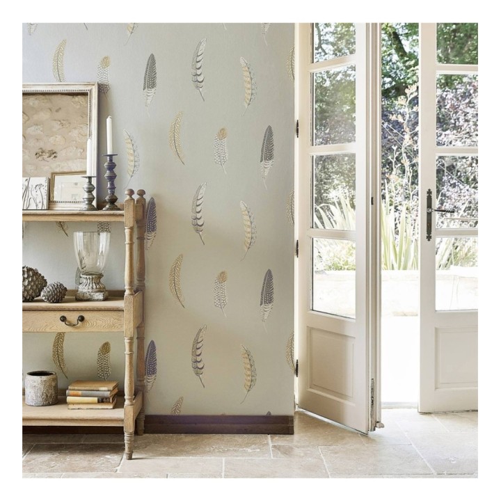 Papel pintado plumas grandes tonos grises y beiges - Haima Feathers 127765