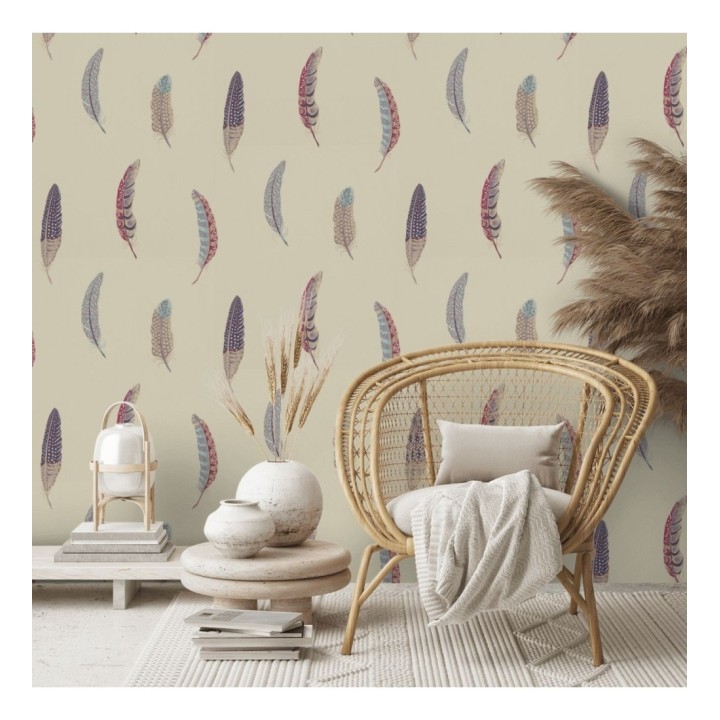 Papel pintado plumas grandes tonos morados - Haima Feathers 127767