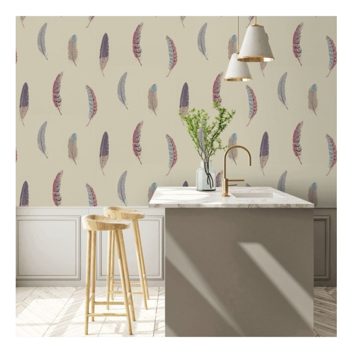 Papel pintado plumas grandes tonos morados - Haima Feathers 127767