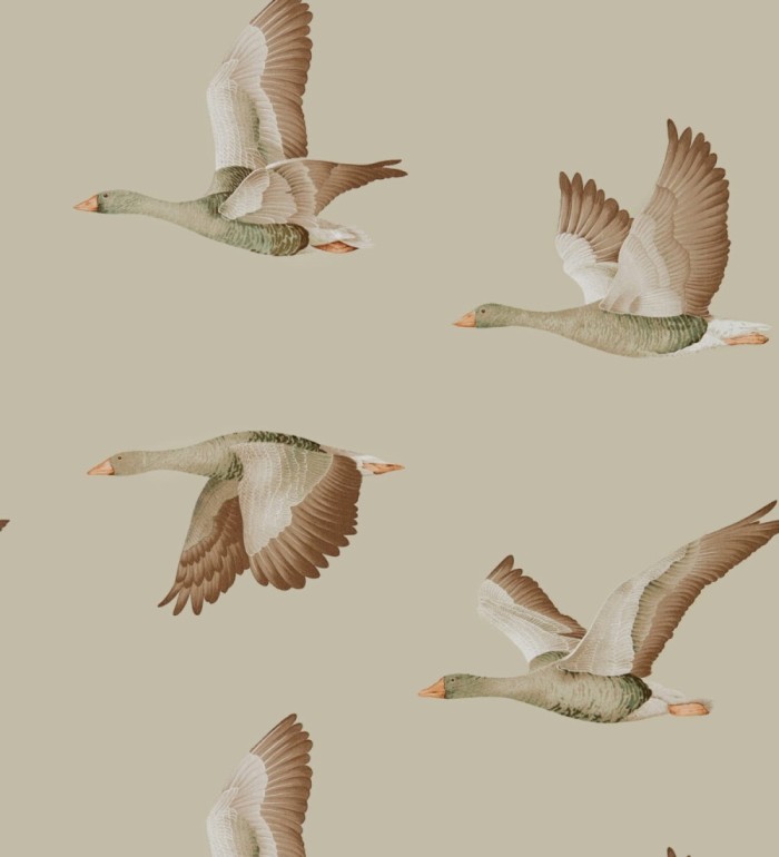 Papel pintado aves volando fondo beige - Sajonia Birds 127769