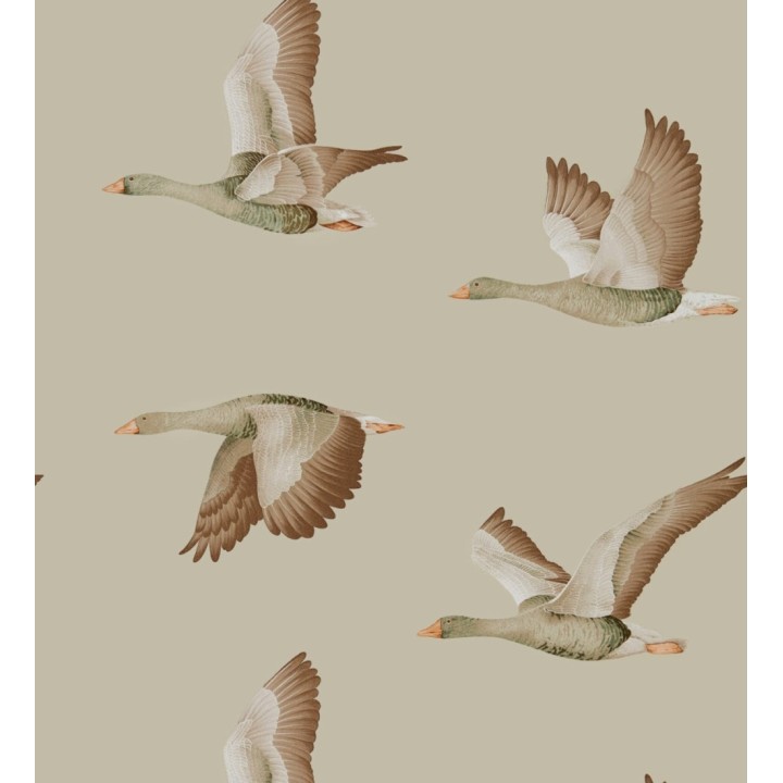 Papel pintado aves volando fondo beige - Sajonia Birds 127769