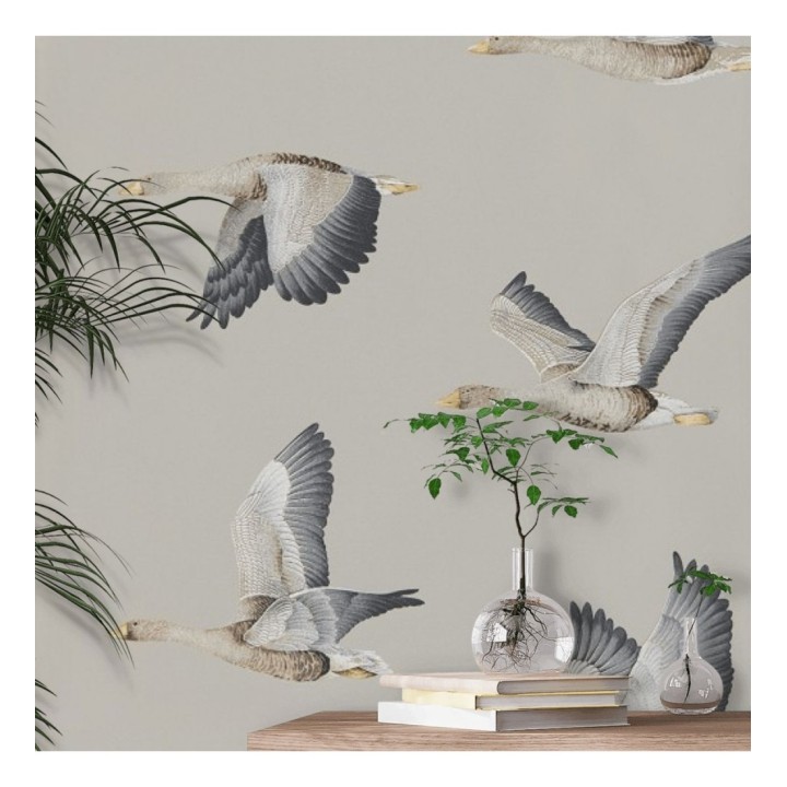 Papel pintado aves volando fondo claro - Sajonia Birds 127771