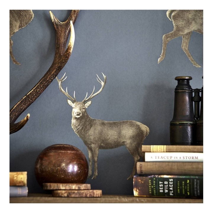 Papel pintado ciervos fondo azul - Canadian Caribou 127774