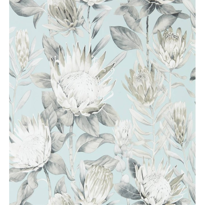 Papel pintado flores grandes fondo celeste claro - Emma Blush 127783