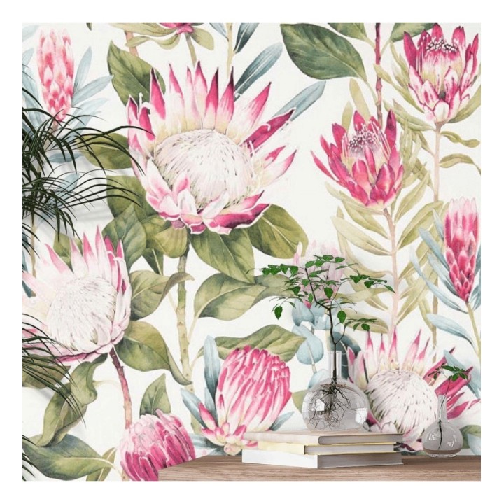 Papel pintado flores grandes colores vivos - Emma Blush 127784