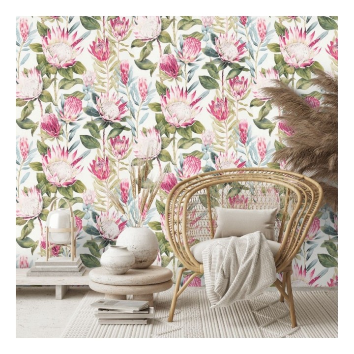 Papel pintado flores grandes colores vivos - Emma Blush 127784