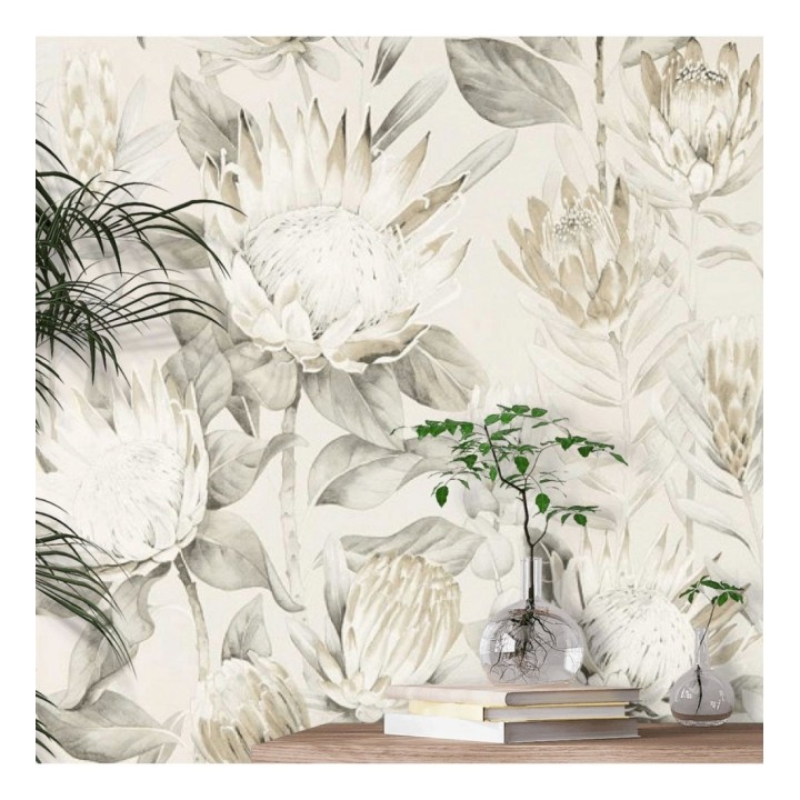 Papel pintado flores grandes tonos crema - Emma Blush 127785