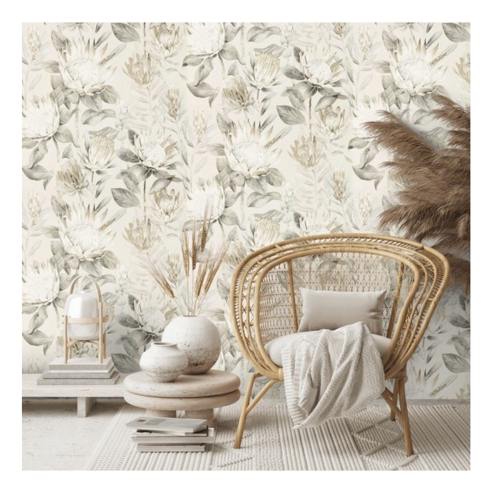 Papel pintado flores grandes tonos crema - Emma Blush 127785