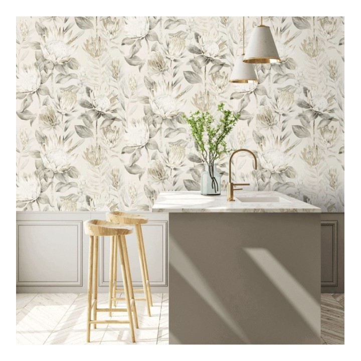 Papel pintado flores grandes tonos crema - Emma Blush 127785