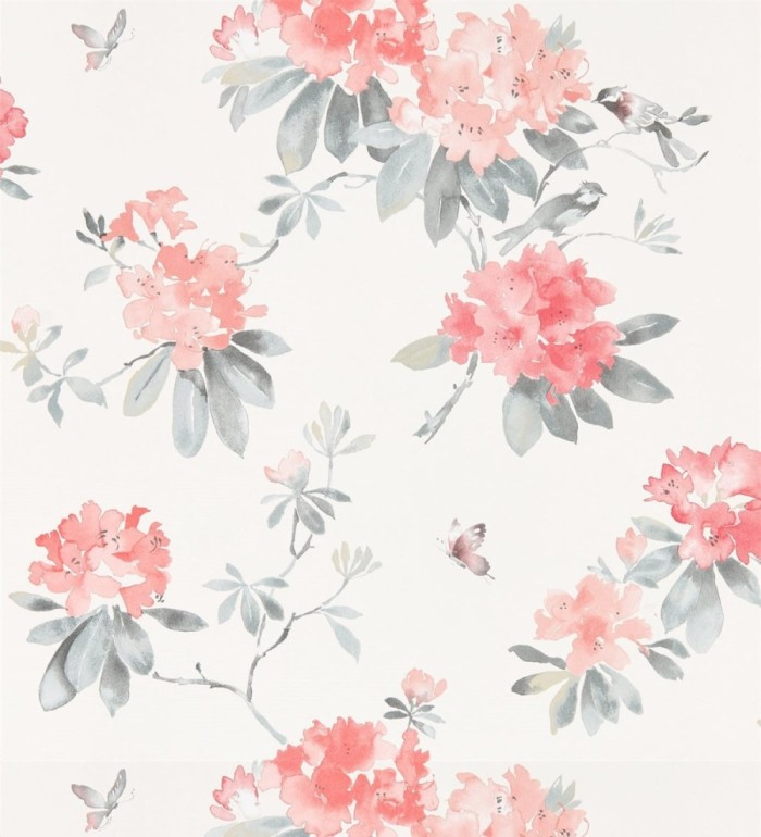 Papel pintado artístico de flores románticas flores tono coral - Esther Abril 127803