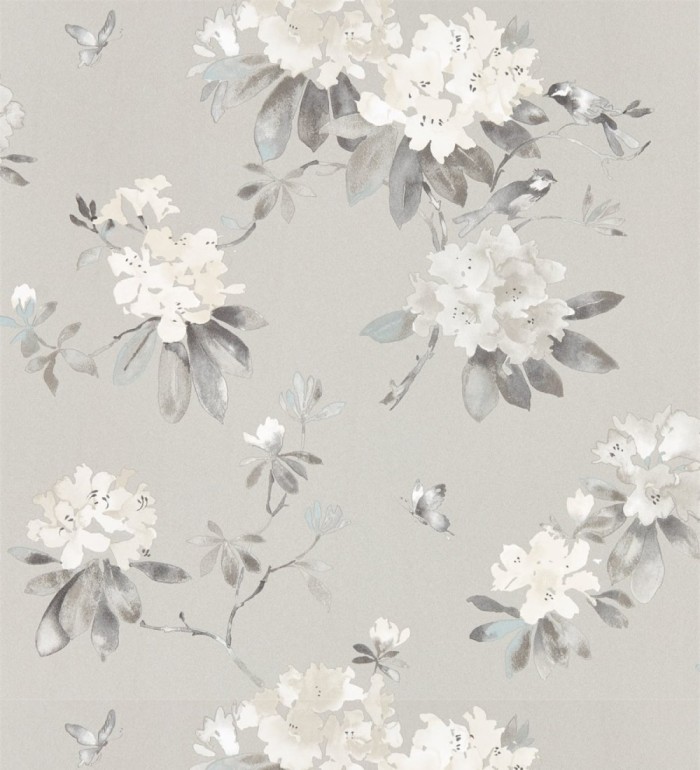 Papel pintado artístico de flores románticas fondo gris - Esther Abril 127804