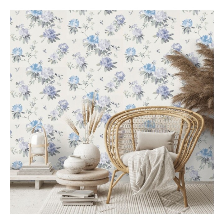 Papel pintado artístico de flores románticas tonos violetas - Esther Abril 127805