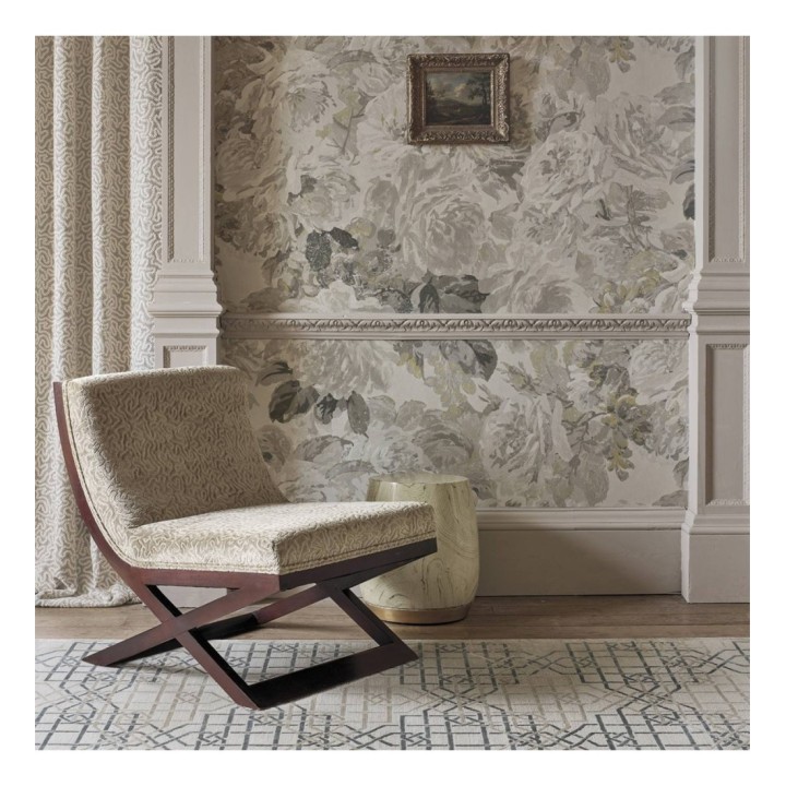 Papel pintado hojas campestres tonos grises - Evelyn Forest 127808