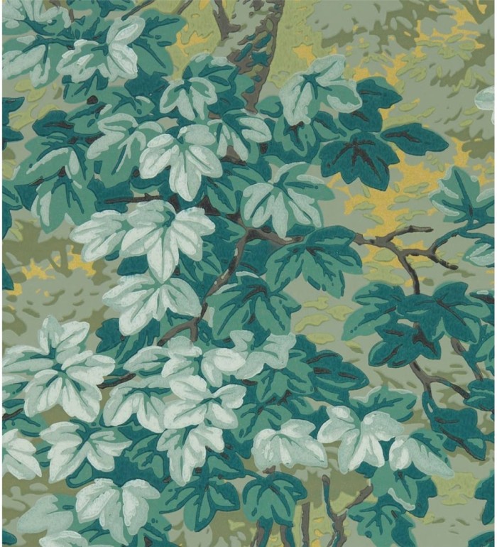 Papel pintado hojas campestres tonos verdes - Evelyn Forest 127809