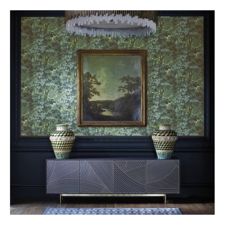 Papel pintado hojas campestres tonos verdes - Evelyn Forest 127809