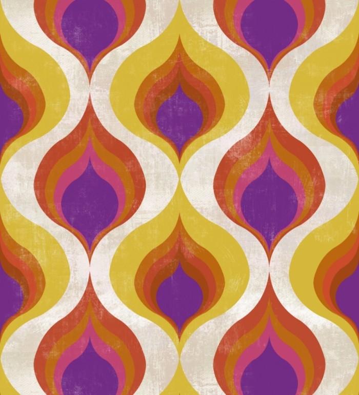 Papel pintado geométrico ondas de colores estilo retro - Vasile Hall 127821