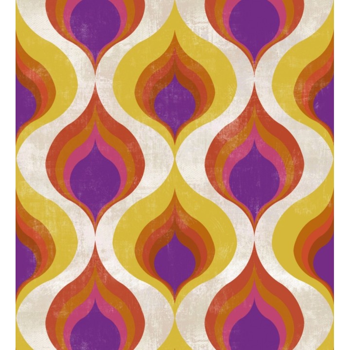 Papel pintado geométrico ondas de colores estilo retro - Vasile Hall 127821