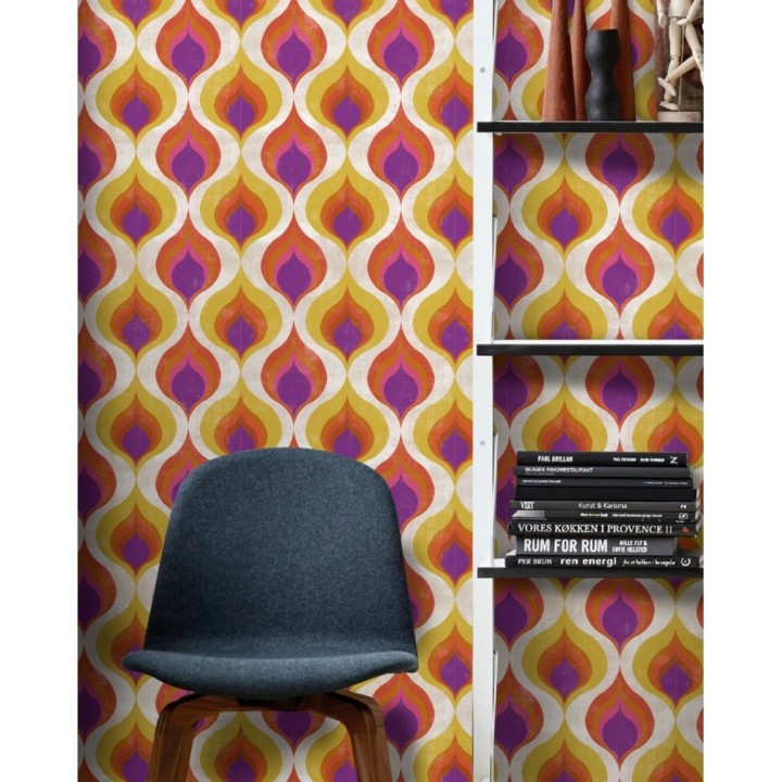 Papel pintado geométrico ondas de colores estilo retro - Vasile Hall 127821