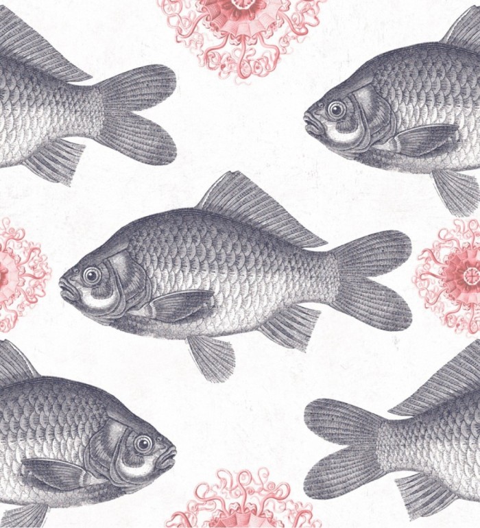 Papel pintado peces grandes en el mar tonos grises - Florin Fish 127822