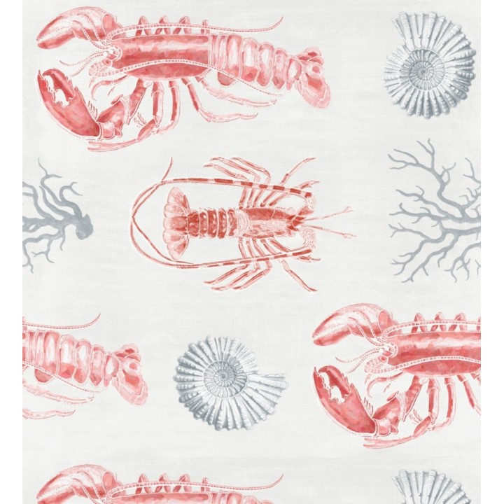 Papel pintado mariscos en el mar tonos rosados y fondo claro - Lobster Dream 127826