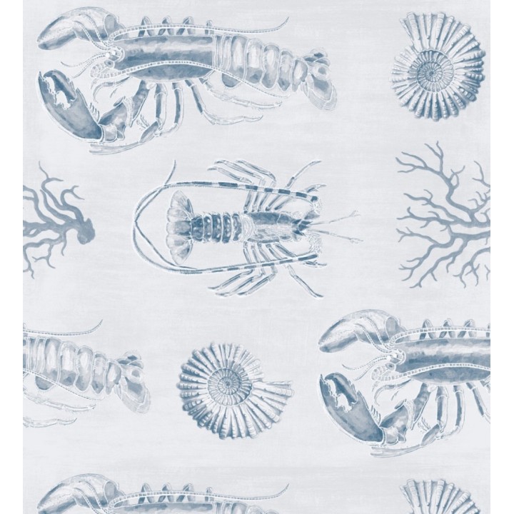 Papel pintado mariscos en el mar tonos azules y fondo claro - Lobster Dream 127828