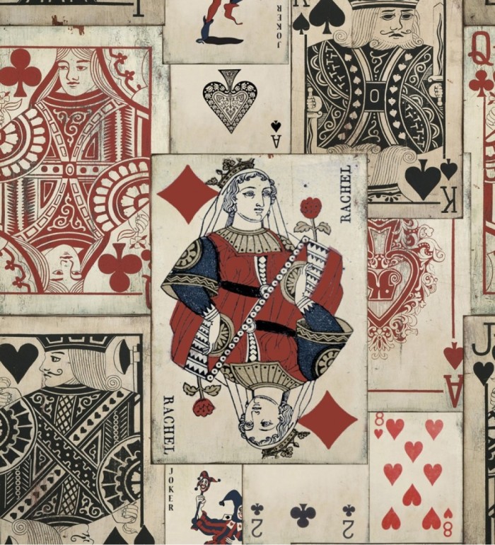 Papel pintado baraja de poker antigua estilo vintage - Poker Queen 127833