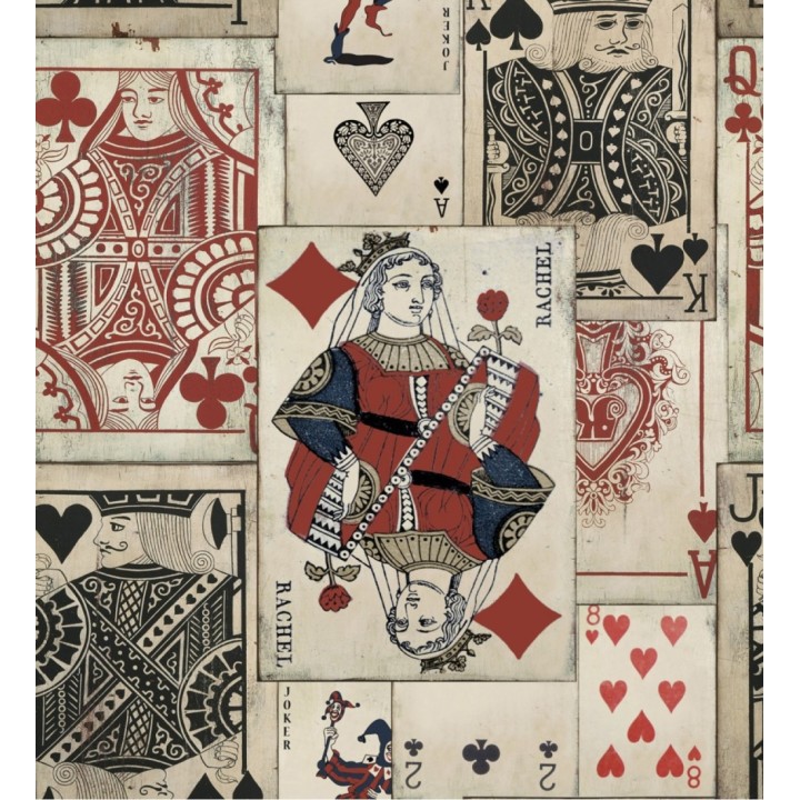 Papel pintado baraja de poker antigua estilo vintage - Poker Queen 127833
