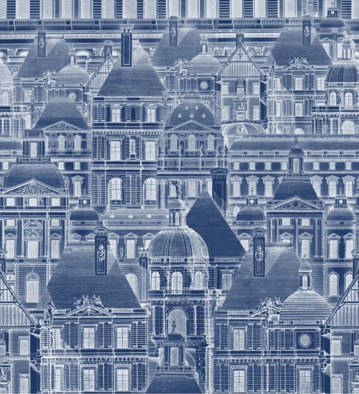 Papel pintado edificios de ciudad histórica tonos azules - No Horizon 127835