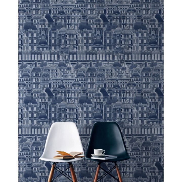 Papel pintado edificios de ciudad histórica tonos azules - No Horizon 127835