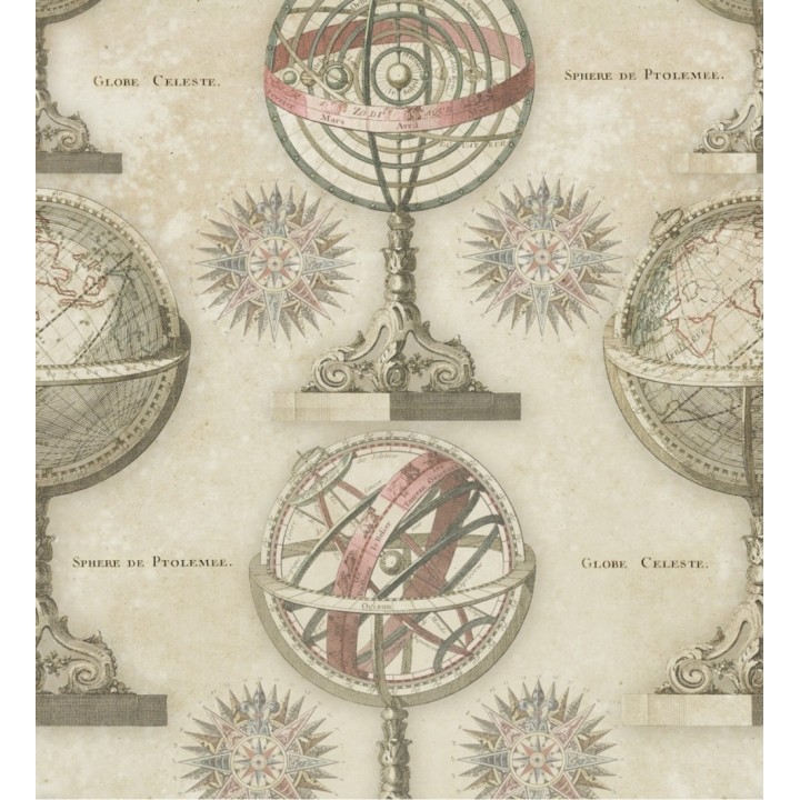 Papel pintado globos terráqueos antiguos estilo vintage - Sferus 127843