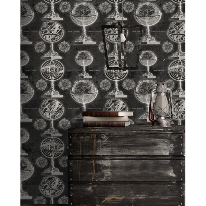 Papel pintado globos terráqueos antiguos estilo vintage - Sferus 127844