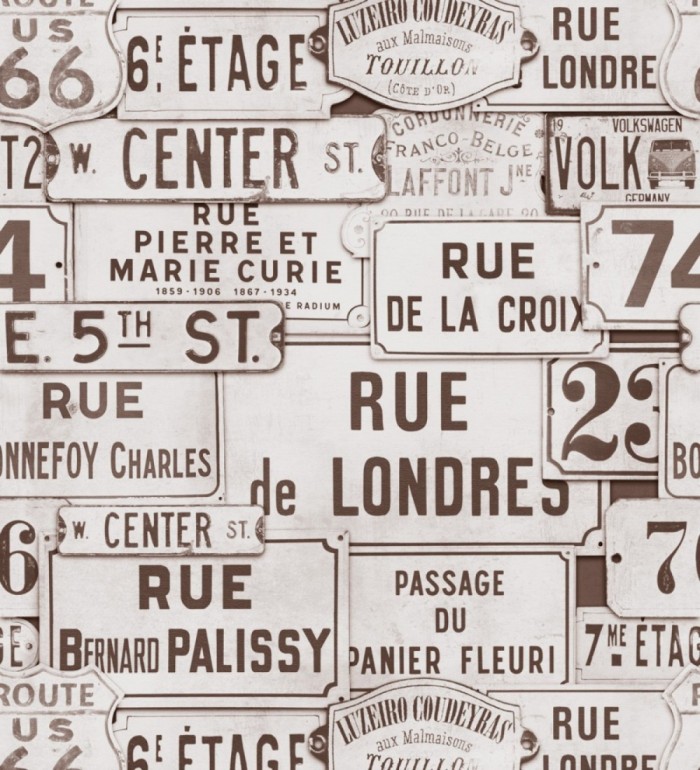 Papel pintado placas de calles de Londres y París vintage - London Calling 127848