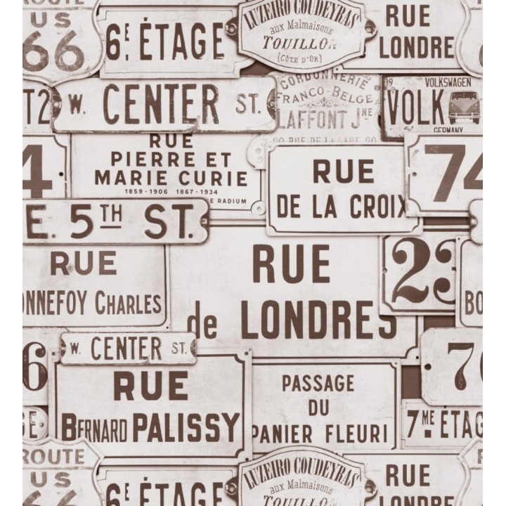 Papel pintado placas de calles de Londres y París vintage - London Calling 127848